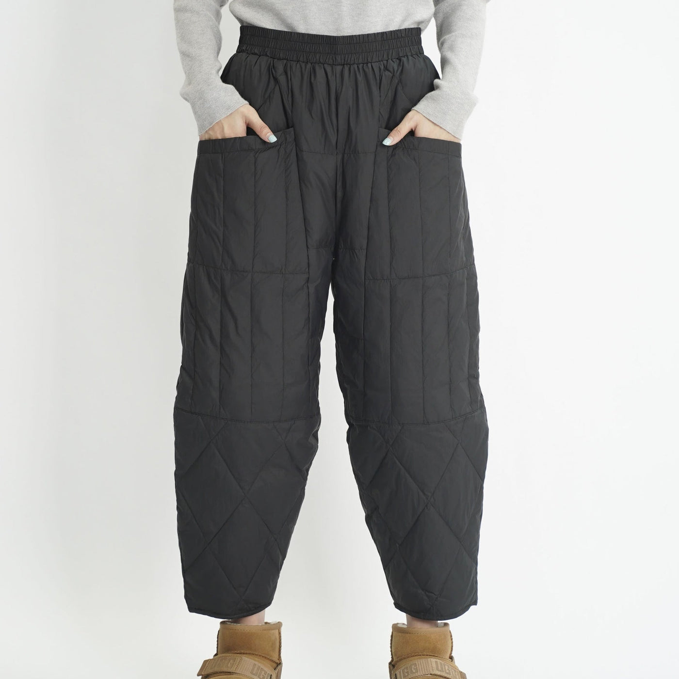 Damen gefütterte Freizeithose mit elastischem Bund und Taschen Heidi-Mode