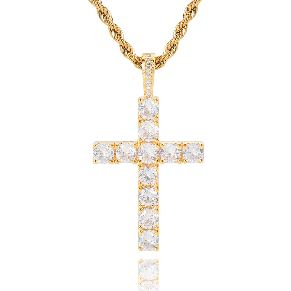 Moissanit Kreuz Halskette | Gold