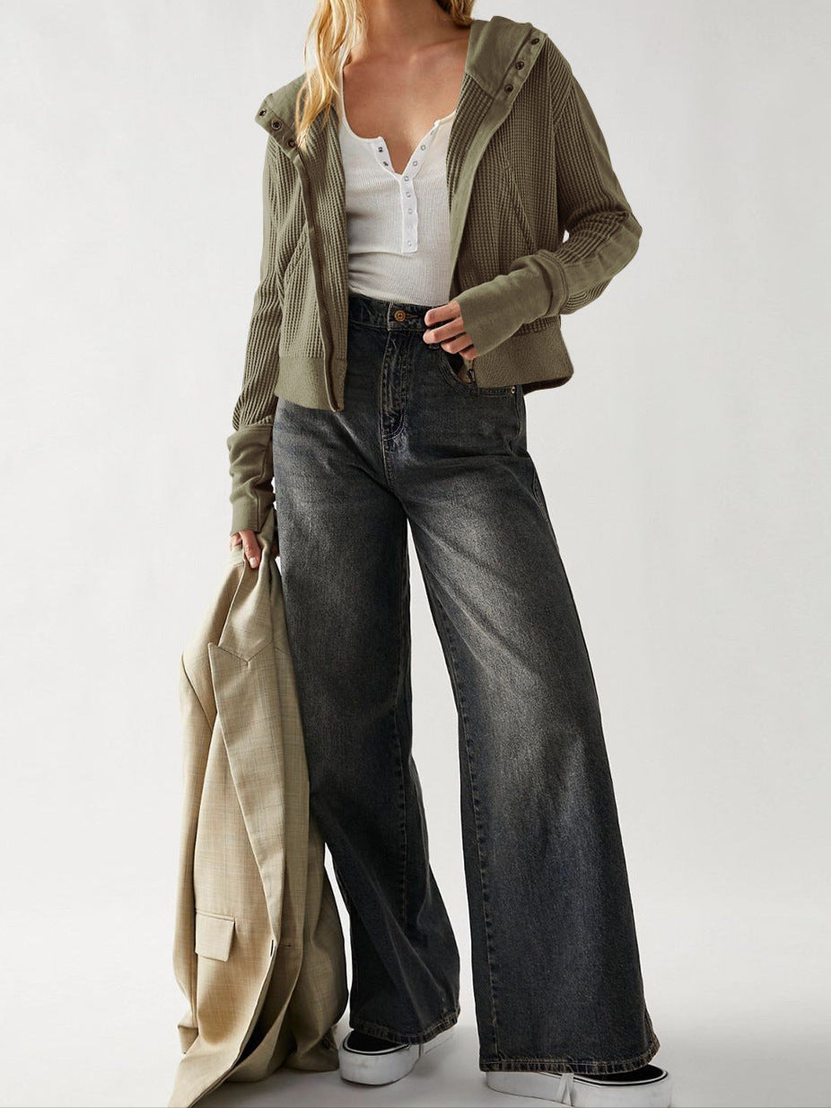 Damen Kapuzenjacke Mit Strukturmuster