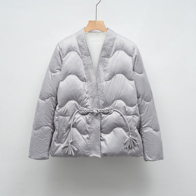 Damen Voluminöse Steppjacke mit Taillenzug und eleganter Struktur Heidi-Mode