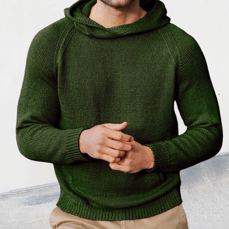 Herren Strickpullover mit Kapuze und feiner Maschenstruktur Heidi-Mode