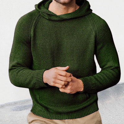 Herren Strickpullover mit Kapuze und feiner Maschenstruktur Heidi-Mode