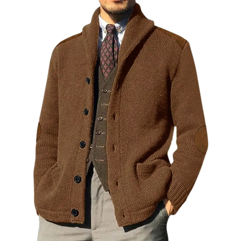 Herren Strickjacke mit klassischem Schalkragen und eleganten details Heidi-Mode