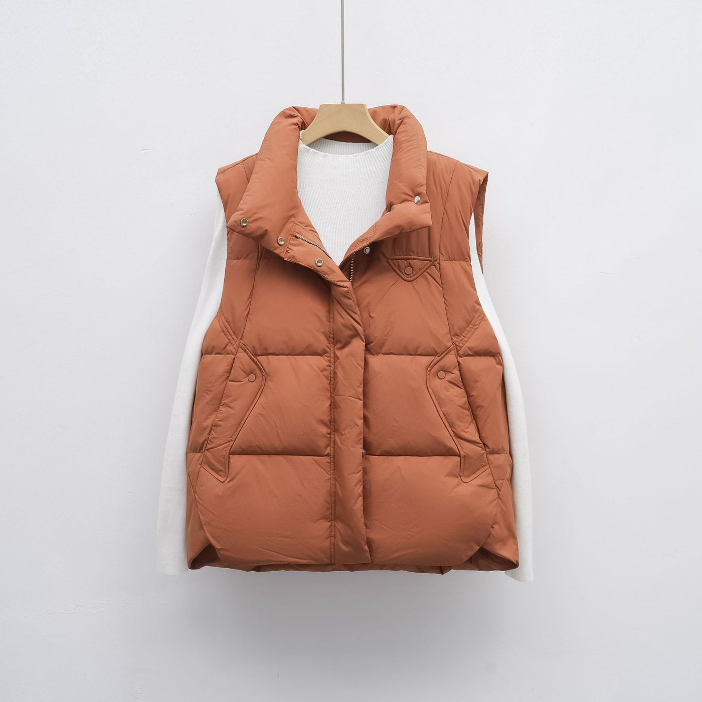 Damen Steppweste mit hohem Kragen und praktischen Taschen Heidi-Mode