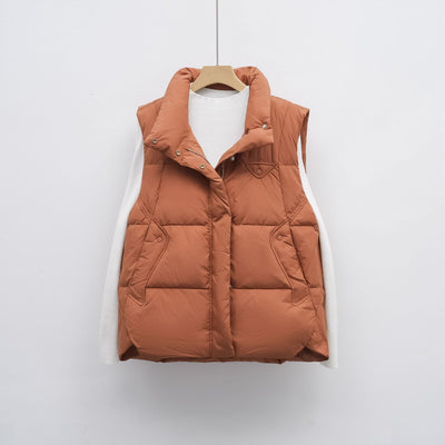 Damen Steppweste mit hohem Kragen und praktischen Taschen Heidi-Mode