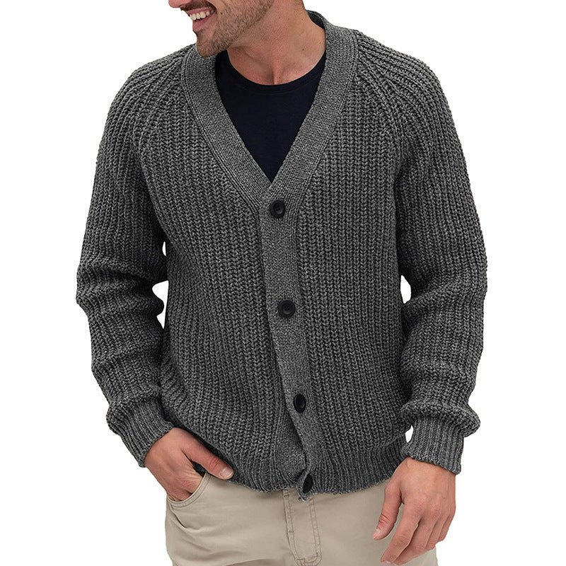 Herren Strickjacke mit grober Maschenstruktur und eleganten Knopfdetails Heidi-Mode