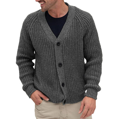 Herren Strickjacke mit grober Maschenstruktur und eleganten Knopfdetails Heidi-Mode