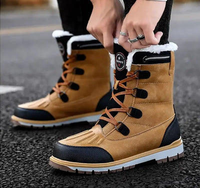 Nolven | Herren Stilvolle Winterschuhe Mittelhohe Schnürstiefel mit Warmem Innenfutter