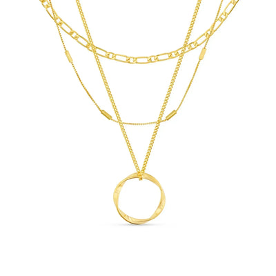 Gesuina® | Offener Kreis dreireihige Halskette Gold
