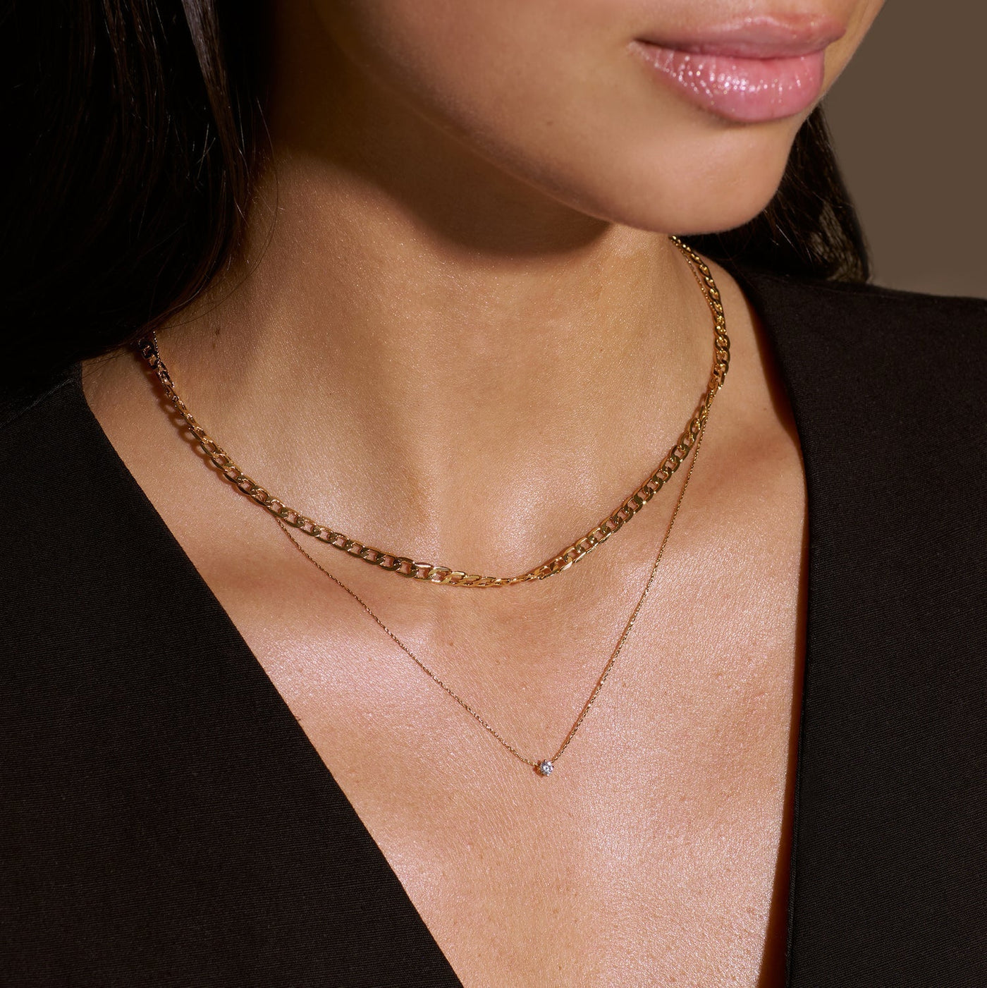 Vero™ | Goldene flache Gliederkette Halskette