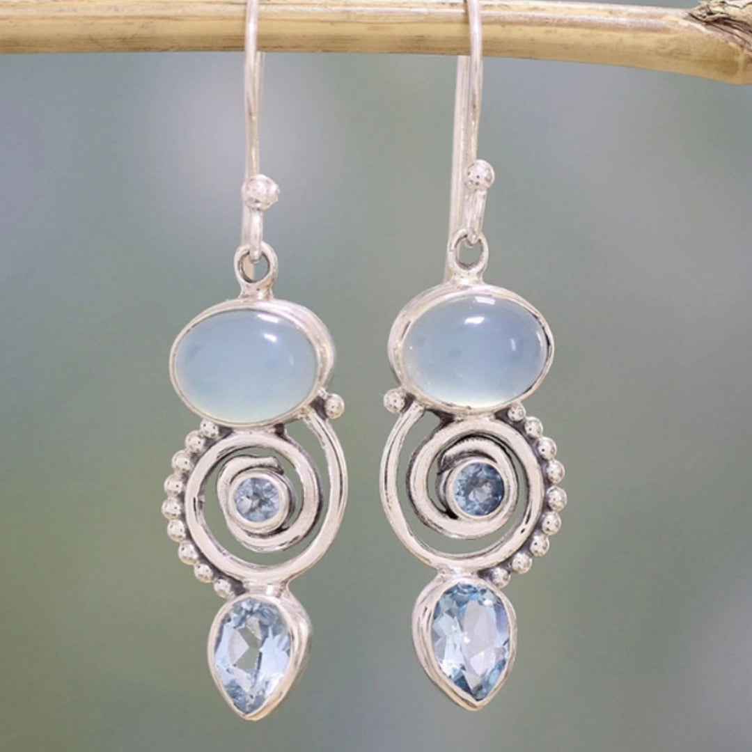 Verde™ | Exklusive Vintage Silber Mondstein Ohrringe