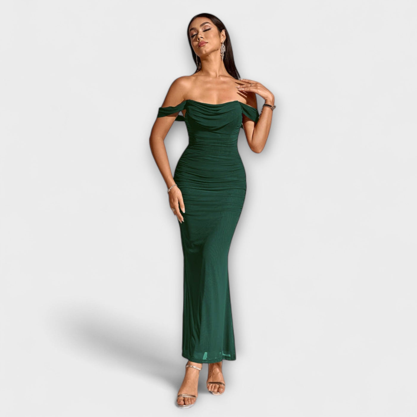 Ione - Off-Shoulder Ruffled Bodycon Dress