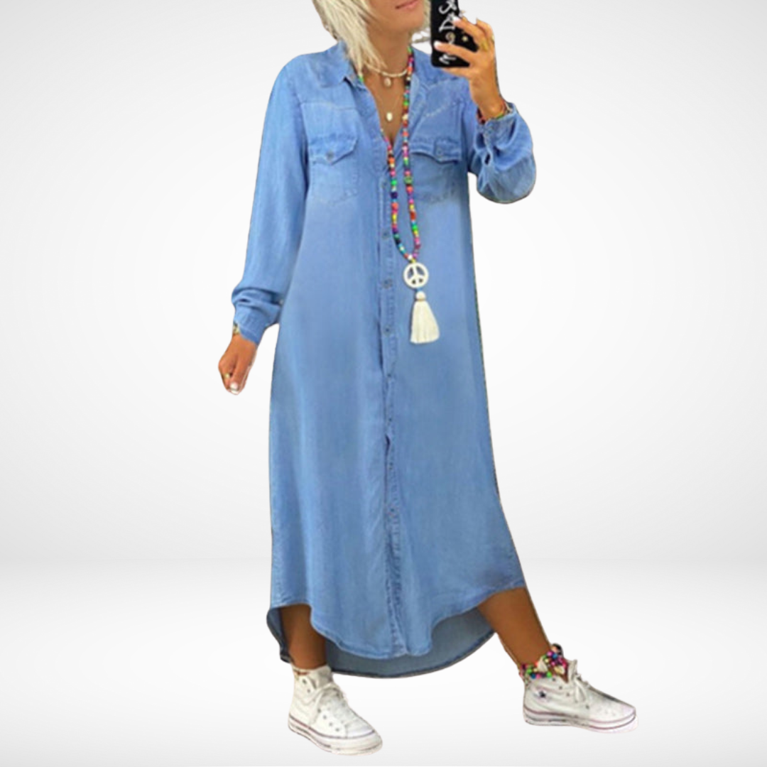 Dorota – Langärmliges Jeans Kleid