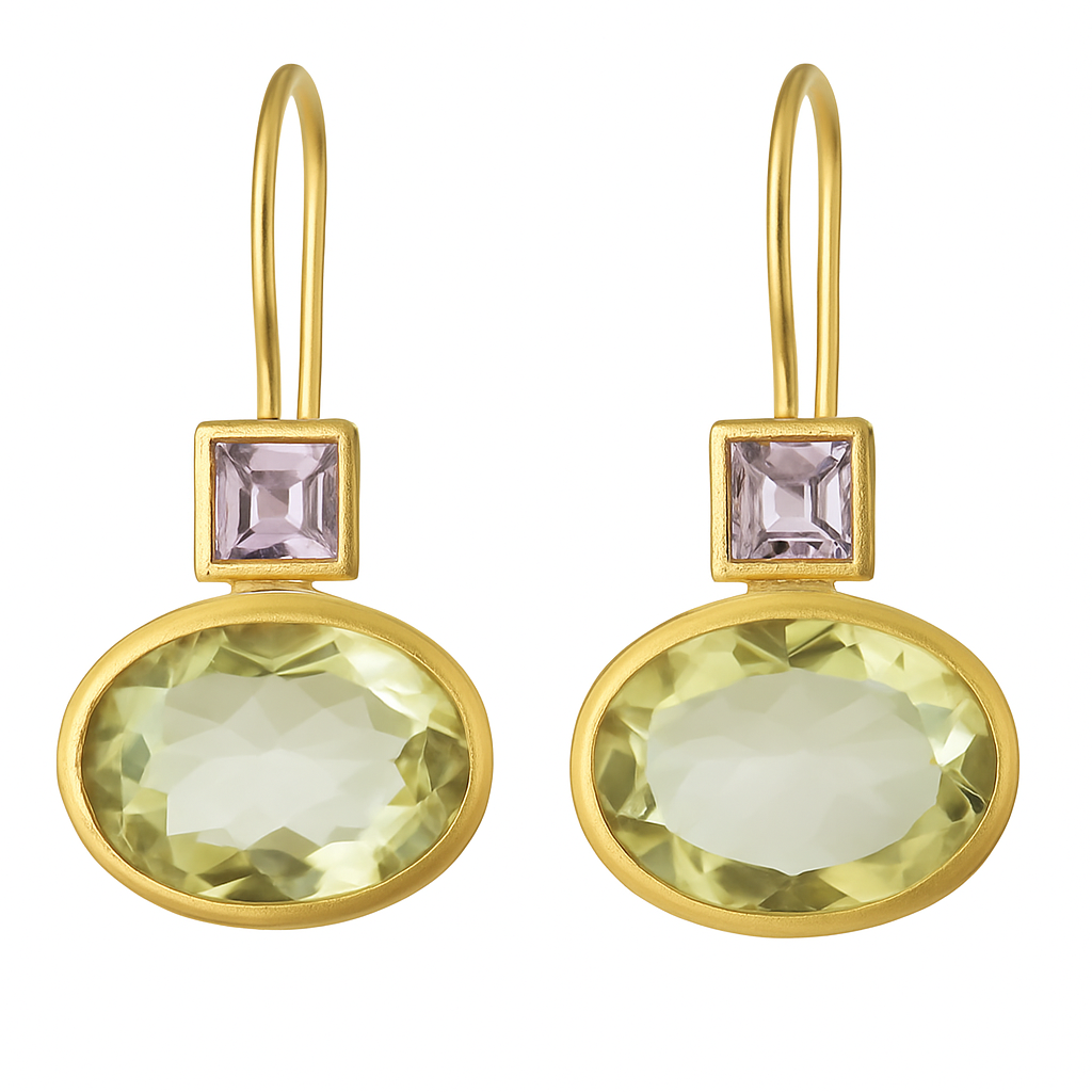 Vintage™ | Damen Ohrringe mit grünen Kristallen und Gold
