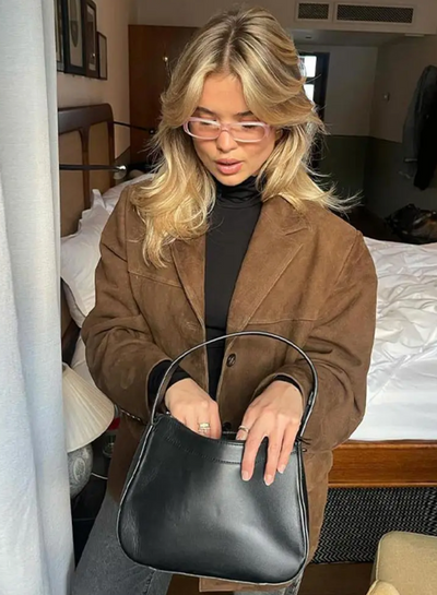 Damen Oversize Jacke Mit Einreiher Design Aus Wildlederoptik