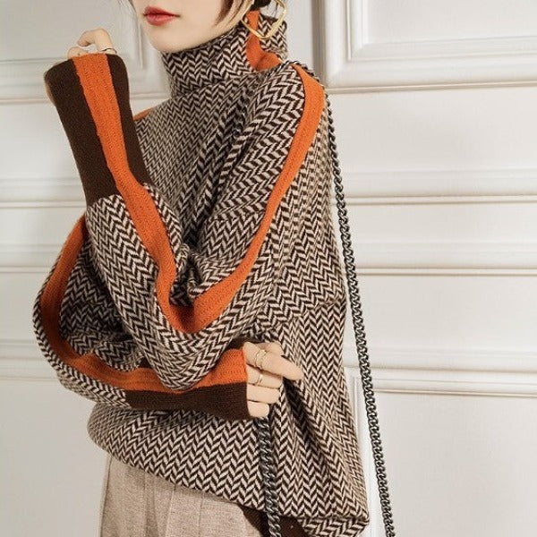 Malou™ | Hochkragenpullover mit bold Streifen