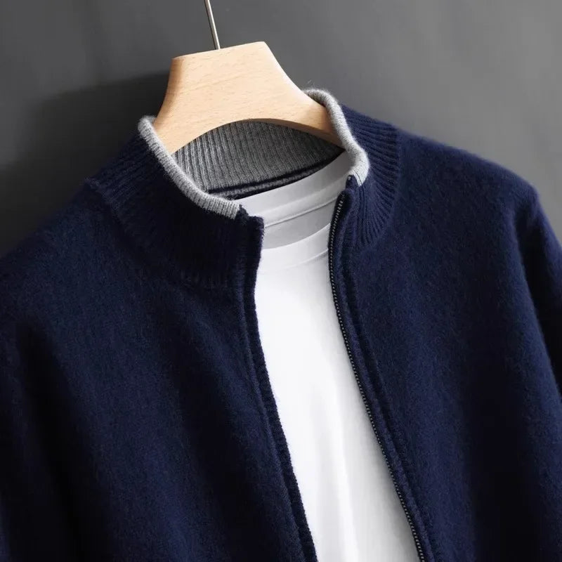 Weston | Herren Strickjacke mit Reißverschluss | Minimalistischer Stil mit Stehkragen