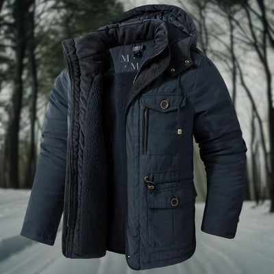 Brandon | Herren Winterjacke mit Kapuze & Taschen | Warm Gefüttert