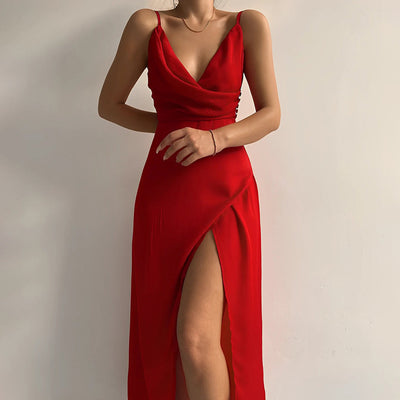 Sahari – Elegantes Midi-Kleid mit Rückenausschnitt