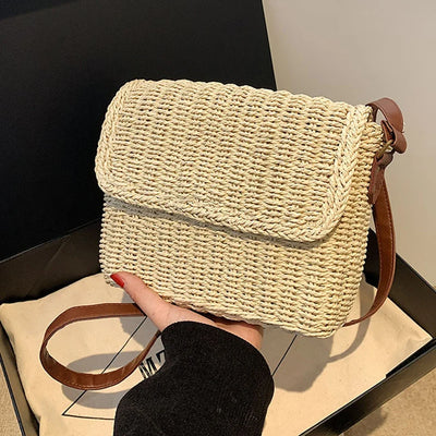 Strohumhängetasche Damen – Handgefertigte Raffia Crossbody Sommer
