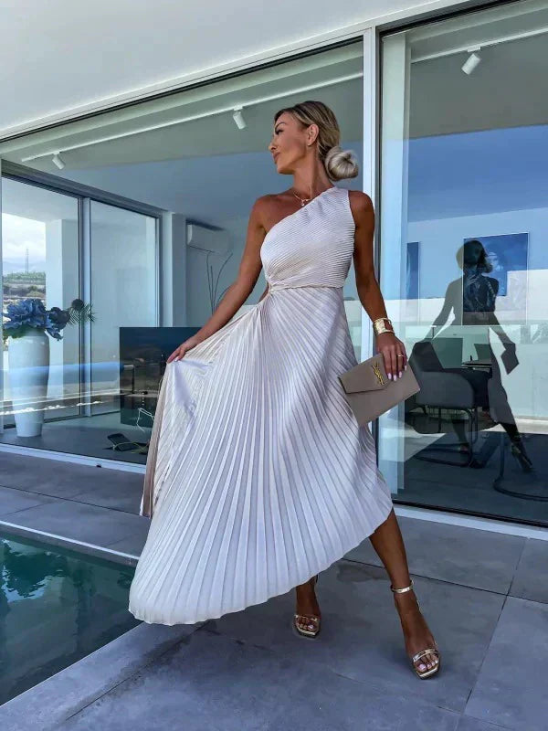 Damenkleid plissiert asymmetrisch elegant | Für Sommer oder festliche Anlässe