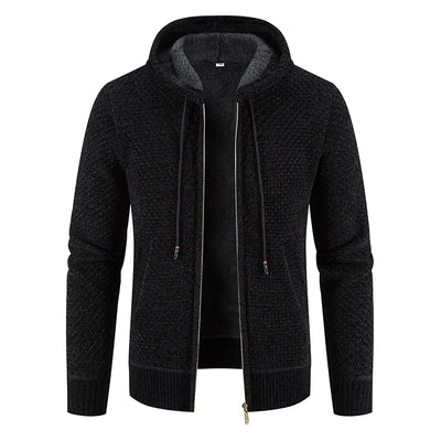 Wyatt | Herren Strickjacke mit Kapuze & Futter | Warme Winterjacke mit Reißverschluss