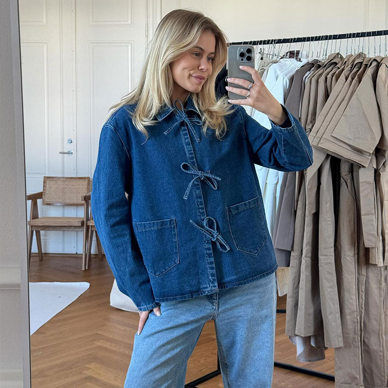 Nadine | Damen Jeansjacke zum Binden, Lockerer Fit aus 100% Baumwolle