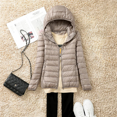 Daunenjacke Damen Leicht Mit Kapuze | Kompakt Und Gefüttert