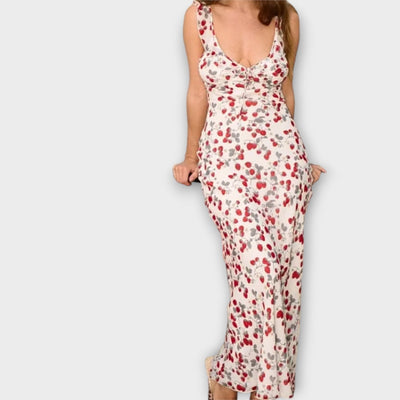 Kryptografisches Floralprint Plunge Maxi Kleid