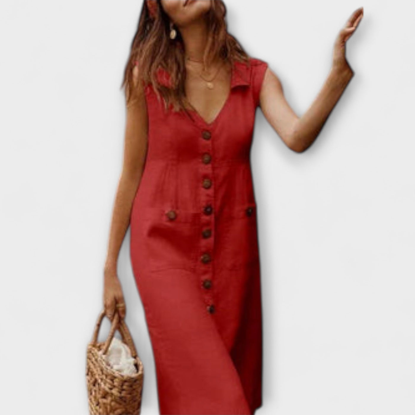 Nora – A-Linien-Kleid aus Baumwoll-Leinen mit Umlegekragen