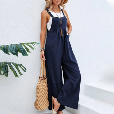 Damen Lässiger Jumpsuit mit Weitem Bein | Verstellbare Träger