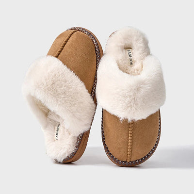 Korinna | Damen Plüsch Winter Hausschuhe Mules mit weichem Fellfutter & extra Wärme