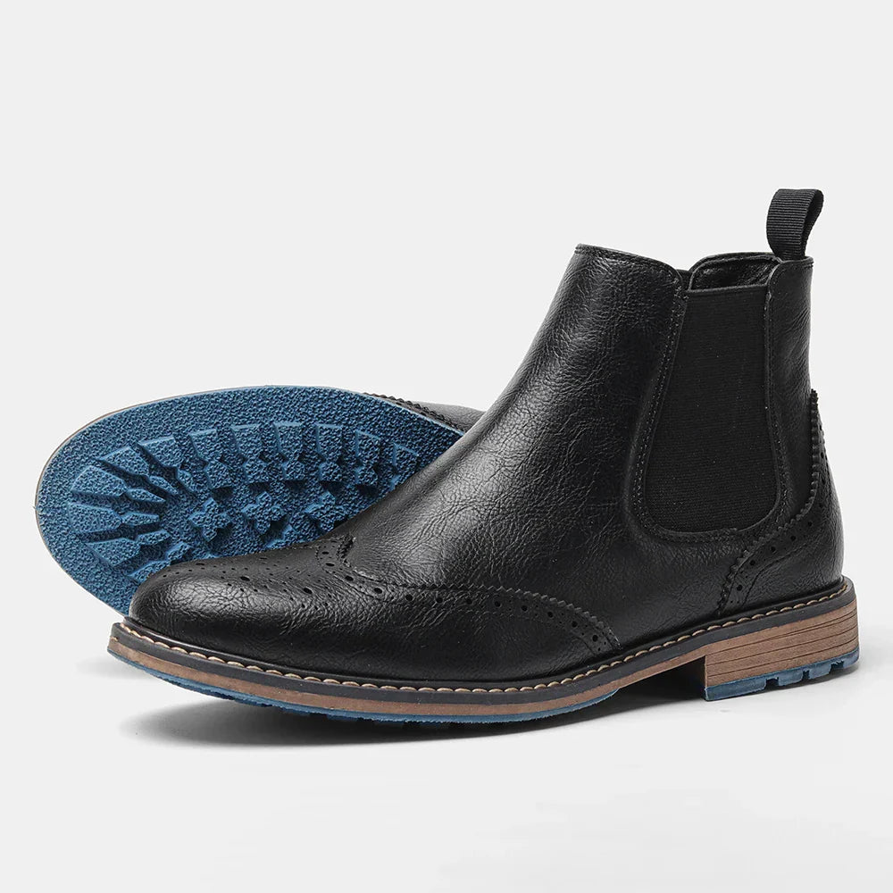Norbury | Herren Chelsea Boots Brogue Style mit elastischen Seiteneinsätzen & klassischem Design