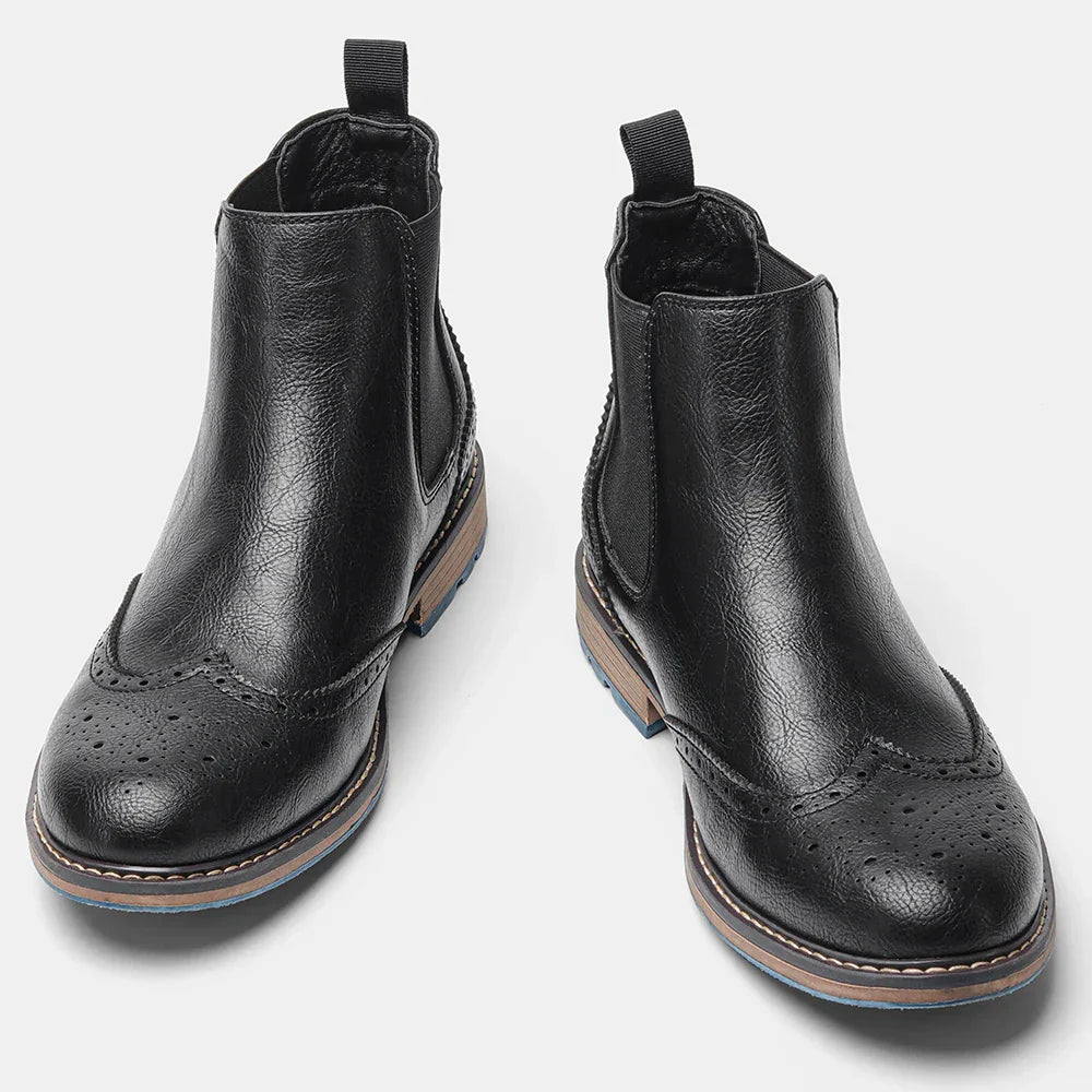 Norbury | Herren Chelsea Boots Brogue Style mit elastischen Seiteneinsätzen & klassischem Design
