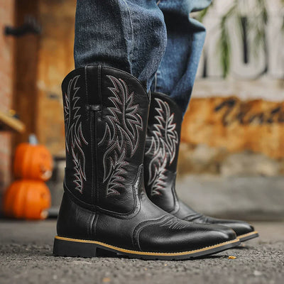 Lockwood | Herren Western Stiefel Mid-Calf mit Stickerei & klassischer Square-Toe