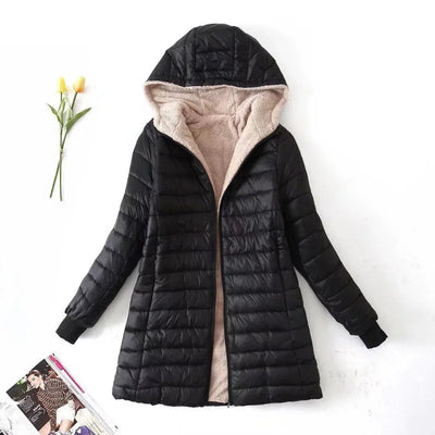 Damen Winter Fleece Jacke | Mit Kapuze
