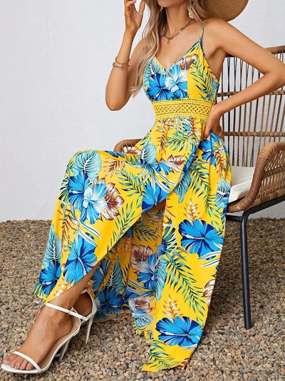 Damen Sommer Kleid mit Blumenmuster | Maxi