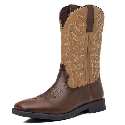 Lockwood | Herren Western Stiefel Mid-Calf mit Stickerei & klassischer Square-Toe