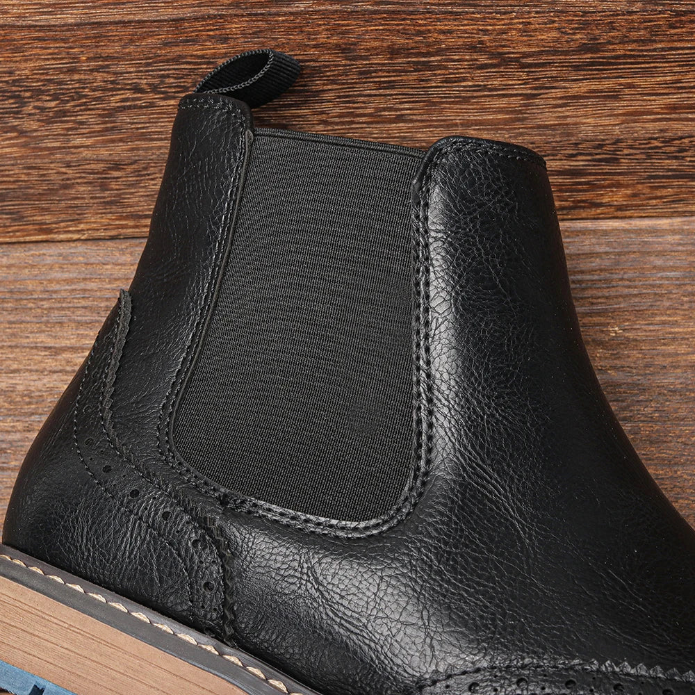 Norbury | Herren Chelsea Boots Brogue Style mit elastischen Seiteneinsätzen & klassischem Design