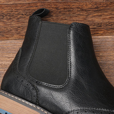 Norbury | Herren Chelsea Boots Brogue Style mit elastischen Seiteneinsätzen & klassischem Design