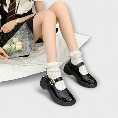 Pearl - Luxus Perlen Mary Jane Leder Schuhe