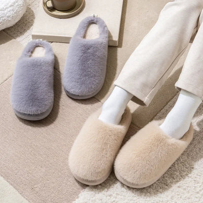 Kristina | Damen Plush Indoor Mules Hausschuhe mit geschlossenem Zehenbereich & warmem Futter