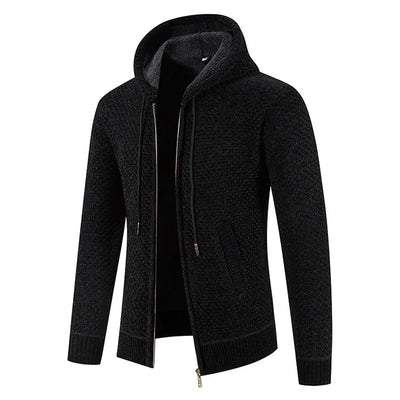 Wyatt | Herren Strickjacke mit Kapuze & Futter | Warme Winterjacke mit Reißverschluss