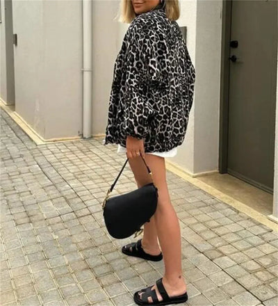 Damen Bomberjacke mit Leopardenmuster