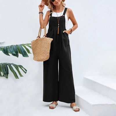 Damen Lässiger Jumpsuit mit Weitem Bein | Verstellbare Träger
