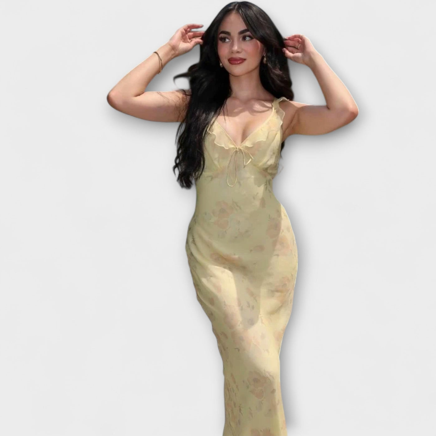 Kryptografisches Floralprint Plunge Maxi Kleid