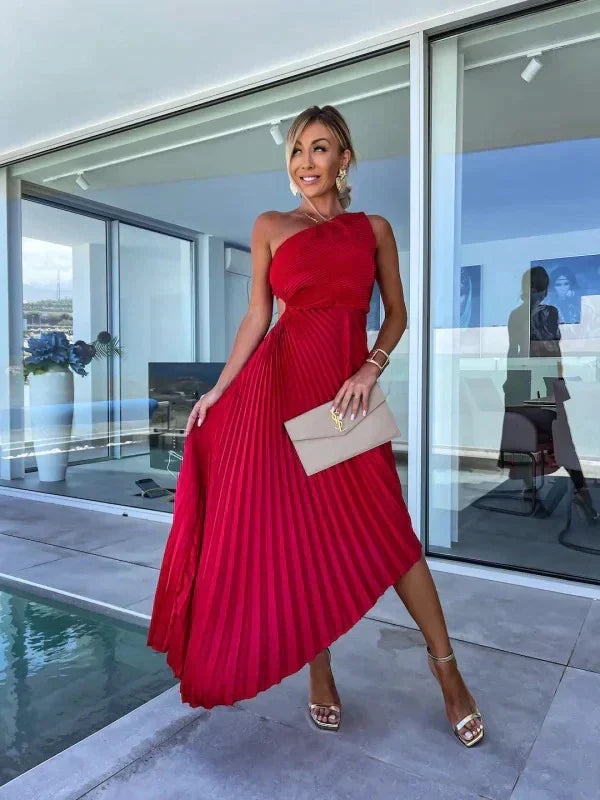 Damenkleid plissiert asymmetrisch elegant | Für Sommer oder festliche Anlässe