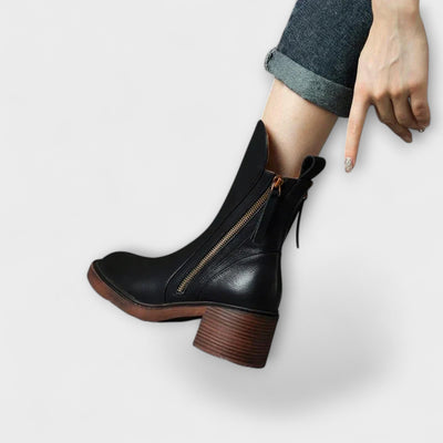 Milana - Lederstiefel mit mittelhohem Absatz