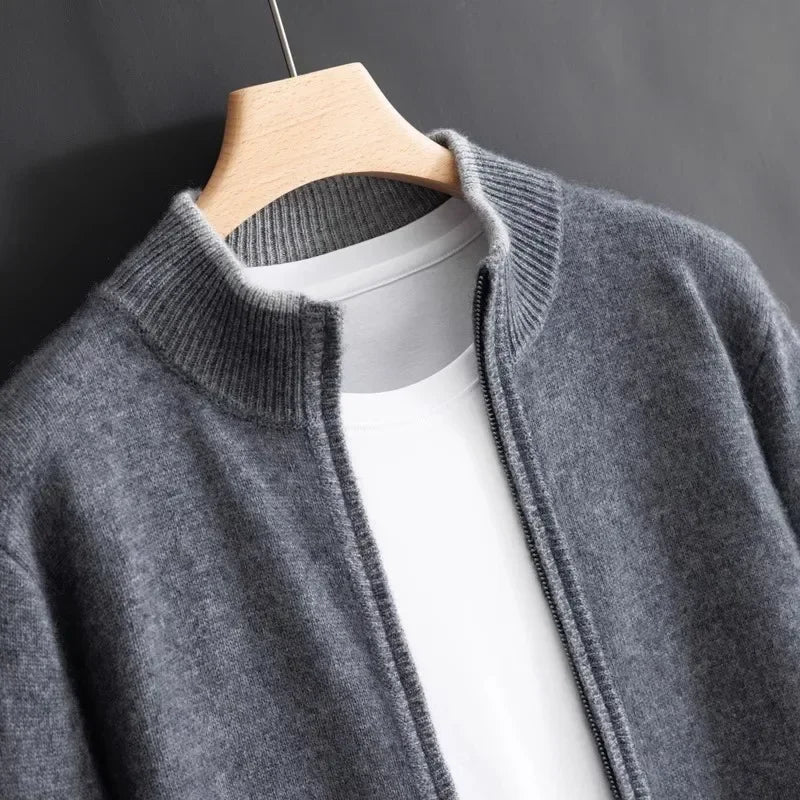 Weston | Herren Strickjacke mit Reißverschluss | Minimalistischer Stil mit Stehkragen