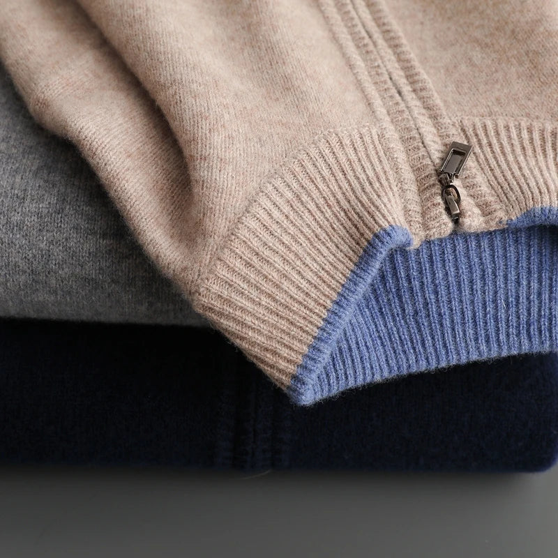 Weston | Herren Strickjacke mit Reißverschluss | Minimalistischer Stil mit Stehkragen